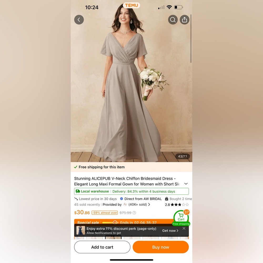 Taupe bridesmaids dress